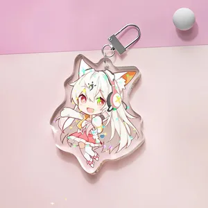 Paran gratuit personnalisé clair Kawaii acrylique porte-clés en gros japonais Anime Figure acrylique breloques personnalisé mignon acrylique porte-clés