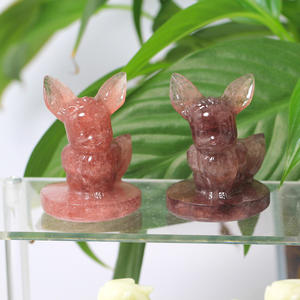 หินธรรมชาติแกะสลักสตรอเบอรี่ <span class=keywords><strong>ninetales</strong></span> สำหรับงานฝีมือคริสตัลของขวัญ - Product Image 3