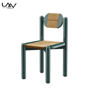Chaise de salle à manger de luxe en bois style designer hôtel restaurant villa salon tissage corde accent chaise verte meubles - Product Image 6