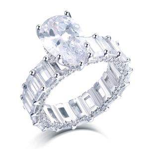 Sun Star TL-407 Nouveauté Vente en gros Bague de fiançailles pour femme plaquée rhodium avec zircone cubique taille poire grande taille certifiée CMA - Product Image 1