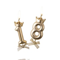 Bougie Chiffre Or-Argent avec Décoration Nœud Papillon pour Fête d'Anniversaire et Célébration de la Déesse