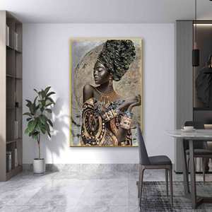 Art figuratif moderne contemporain <span class=keywords><strong>peinture</strong></span> de dame noire belle figure de dame <span class=keywords><strong>peinture</strong></span> de porcelaine de cristal - Product Image 3