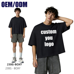 T-shirts en coton uni coupe ample, col rond, manches courtes, décontractés, personnalisables pour hommes, vente en gros OEM/ODM - Product Image 1