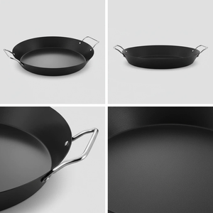 กระทะปาเอญ่า ผลิตจากโรงงาน แบบ OEM อเนกประสงค์ หนา 1.5 มม. ทำจากเหล็กกล้าคาร์บอนเคลือบสารกันติด ขนาด 22 ซม. 26 ซม. 30 ซม. 34 ซม. 38 ซม. 42 ซม. มีหูจับสองข้าง - Product Image 5