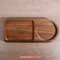 Plateau à thé en bois personnalisé gravé au laser pour un petit-déjeuner japonais, plateau en bois avec 2 sous-verres