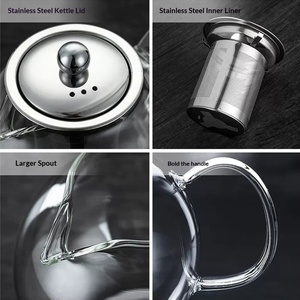 <span class=keywords><strong>Set</strong></span> Teiera in Vetro Resistente al Calore con Filtro in Acciaio Inox, Elegante Tazza per Tè Sfuso, Teiera a Forma di Sfera per Gongfu Tea - Product Image 5