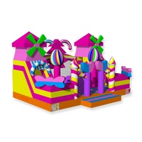 Vente en gros de videur gonflable rose pour fête d'anniversaire en plein air pour enfants Château sautant commercial Château sautant gonflable avec toboggans