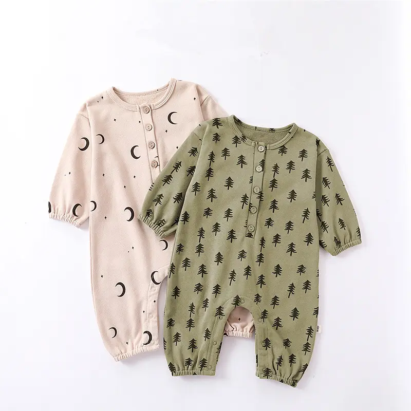 OEM Herbst Eine Klasse gedruckt Jumps uit Baby Boy Girl Kleidung 0-24 Monate Bambus Bio-Baumwolle Komfort Baby kleidung Baby Stram pler