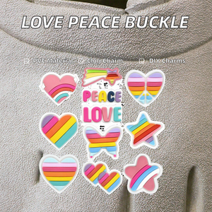 Customize Love and Peace Clog <b>Shoes</b> Buckle PVC <b>Soft</b> Plastic Epoxy Eva Sandals Accessories Removable <b>Shoe</b> Charm Eco-Friendly - Product Image 2