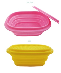 Online Hot Sell Fruit Protector Kids Silicone Lid Container Folding Silicon Lunchbox set