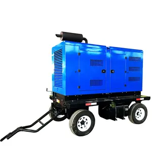 Mobile trailer type diesel power generator 50kw to 100kw with wheels and canopy for emergency power supply