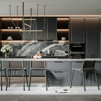 Armoire en bois massif, style européen classique moderne, armoire de cuisine modulaire en bois sur mesure QD-CG-04 avec panneaux de porte élégants