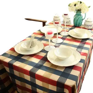 Nappe de Table rectangulaire en coton imprimé à carreaux, tapis de Table, taie d'oreiller, nappe de salle à manger, tissu Ripstop