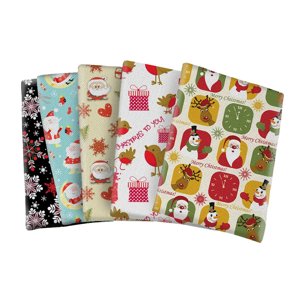 100*145 Christmas Theme Trill polyester cotton Fabric cloth for hair bows designs