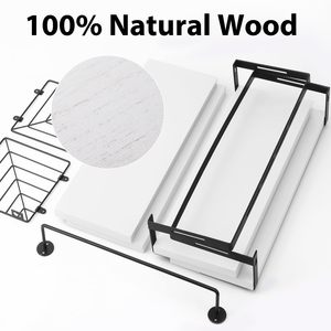 Estantes Flotantes de Madera de Estilo Rústico Blanco, Montados en la Pared con Cesta de Almacenamiento de Alambre y Barra para Toallas, para Baño, Cocina, Dormitorio - Product Image 3