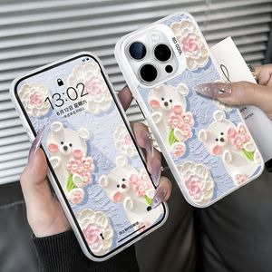 Fleur et petit ours impression plaqué argent clé TPU PC étui de protection pour téléphone portable pour Iphone 8 Xs 11 12 13 14 15 16 <span class=keywords><strong>Pro</strong></span> 17 - Product Image 4