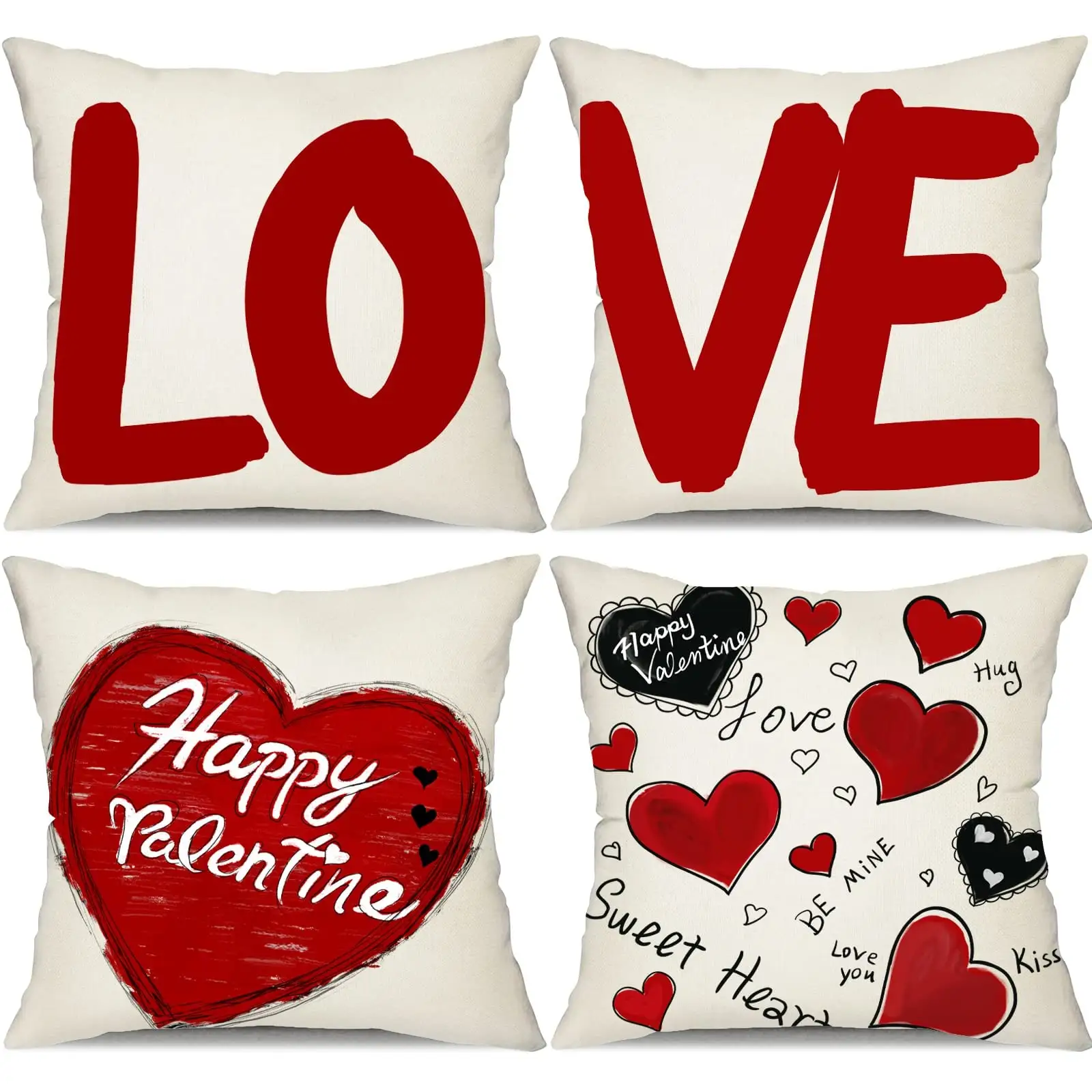 for Home Office Sublimation Linen Cotton Fabric 18x18 Love Sweet Heart Valentine's Day Throw Cushion Pillow Cover