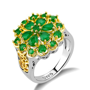 Anello Floreale Bicolore per Donne con Accento Verde, Gioielli di Moda Creativi all'Ingrosso - Product Image 1