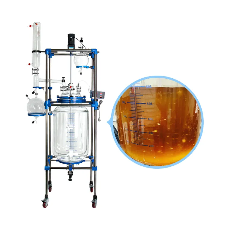 Lab jacketed chemical stirred glass reactor lab industrial vacuum heated jacketed continuous stirred crystallization reactor