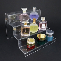 Support d'affichage en acrylique transparent en forme de trapèze, support d'affichage cosmétique multi-niveaux, étagère pour figurines de jouets, accepte la personnalisation