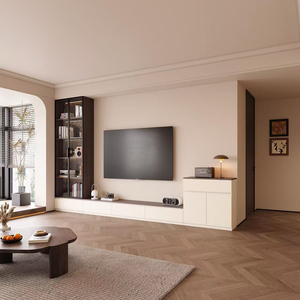 Mueble <span class=keywords><strong>de</strong></span> TV Moderno en Forma <span class=keywords><strong>de</strong></span> L, Diseño <span class=keywords><strong>de</strong></span> <span class=keywords><strong>Piso</strong></span> a Techo, Personalizado, para Sala <span class=keywords><strong>de</strong></span> Estar Pequeña, con Almacenamiento y Estilo Antiguo - Product Image 3