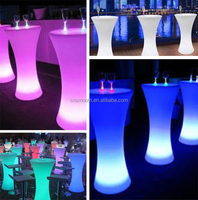Table de bar ronde à 16 couleurs changeantes avec éclairage par piles et LED pour les fêtes et les événements