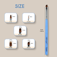 Hechunzi – Lot de 5 pinceaux légers en nylon à manche acrylique bleu avec virole en cuivre pour nail art, gel et peinture, idéal pour salon de manucure
