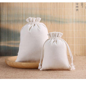 Pochette en coton écologique avec logo personnalisé, sac en toile de coton calicot imprimé avec cordon de serrage double - Product Image 5
