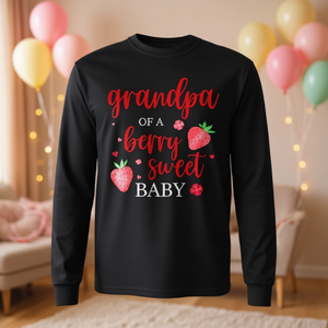 Camiseta de manga larga con estampado de fresa para abuelo de un bebé adorable, regalo para el primer cumpleaños - Product Image 3