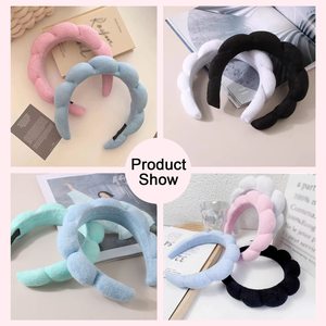 Tùy Chỉnh Nhung Sang Trọng Puffy Miếng Bọt Biển Terry Khăn Vải Vải Trang Điểm Spa Tóc Ban Nhạc Phụ Nữ Của Headband Phụ Kiện Tóc Cho Chăm Sóc Da - Product Image 5