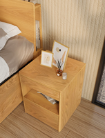 Table de chevet moderne minimaliste écologique en bois massif, design nordique, 2 tiroirs, rangement ouvert pour meubles