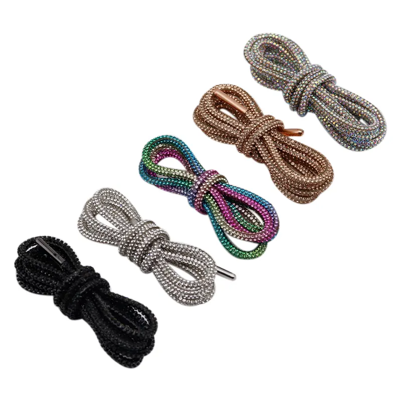 Coolstring Manufacturer Brand New Special Design Diamond Laces Custom Color And Width Flat 120cm Length rhinestone shoelaces