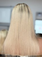 Perruques en cheveux humains SHY Medical, entièrement nouées à la main, à nœuds simples, avec une ligne de cheveux naturelle, en PU et en fil, pour salons, vente en gros
