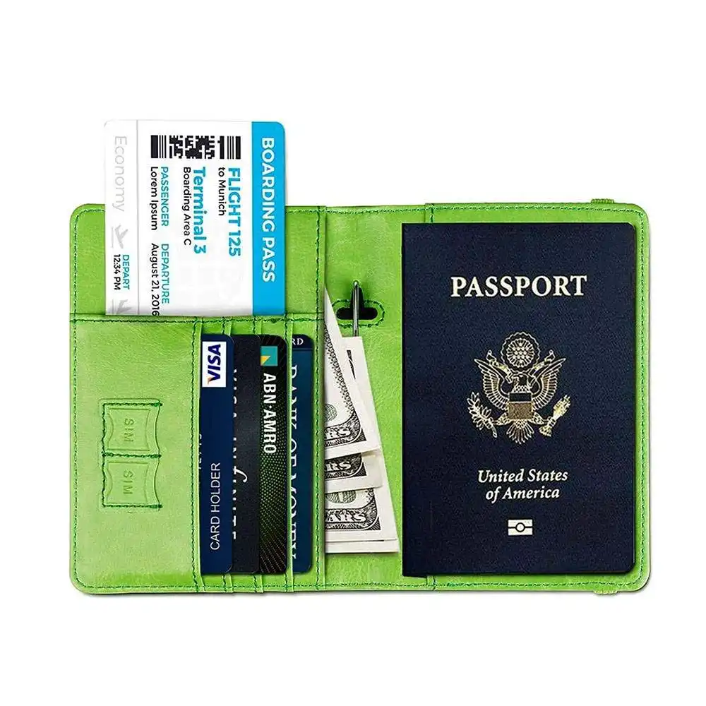 BSCI-Zertifikat OEM/ODM direkt Werkseitig angepasste Gummiband Leder ausgefallene Pass Geldbörse Cover Karten halter mit SIM-Karte