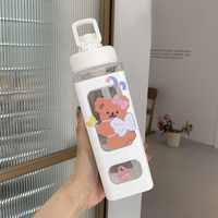 700ml en plastique voyage Portable mignon Shaker boisson bouteille cadeau Kawaii ours Pastel bouteille d'eau avec autocollant 3D