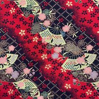 Éventails de style japonais en pur coton avec motifs métalliques, fleurs brillantes en tissu de coton pour la décoration intérieure, les kimonos, les vêtements, les pantalons et les robes.