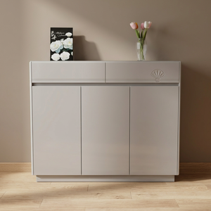 Meuble de rangement autoportant moderne en plastique gris avec design ventilateur pour salon et mobilier de maison - Product Image 3