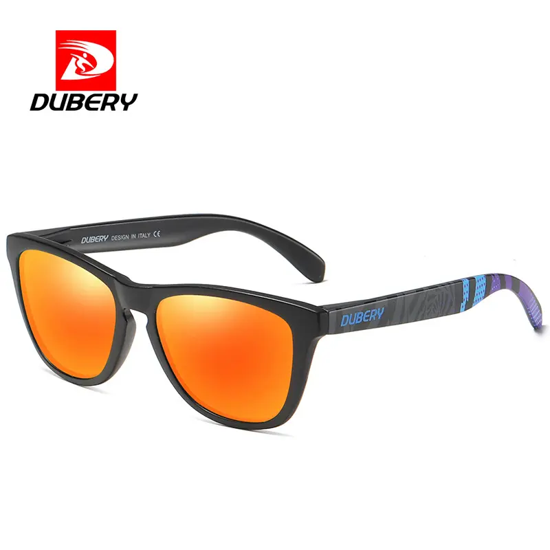 DUBERY D181 클래식 스포츠 사이클링 편광 선글라스 TAC 프레임 안경 레트로 스크린 레드 프레임 승마 운전 선글라스