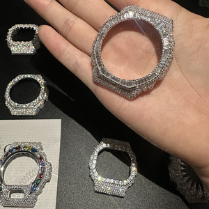Boîtier de montre de luxe de haute qualité en moissanite sertie, lunette ronde, pièces de montre numérique, ton argenté, remplacement personnalisé écologique - Product Image 4