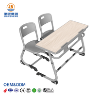 Ensemble de bureau et chaise double pour collège moderne, cadre en tube d'acier écologique, mobilier scolaire