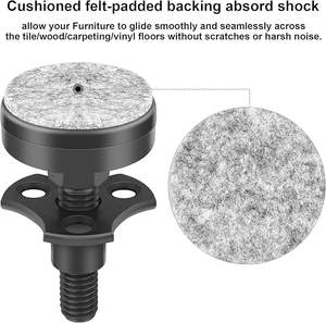 مستوي أثاث قدم تسوية قابل للتعديل أرجل طاولة مستوي للخدمة الشاقة ، طقم ساق T-Nut 16 خيط ، قاعدة كبيرة ، أسود - Product Image 4