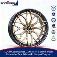 Vente flash - Jantes de voiture en alliage forgé à deux pièces en carbone, finition bronze mat doré, 19x9.5 20x10.5, 5x114.3, pour Ford Mustang S550