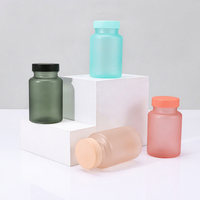 Bouteille en plastique PET 120 ml, colorée, givrée, prête à l'emploi, de qualité alimentaire, sérigraphiée, pour capsules de santé et comprimés de calcium