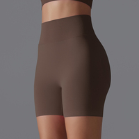 Shorts de yoga à taille haute sans couture avec logo personnalisé, compression, taille élastique, extensibles dans quatre directions, séchage rapide, respirants, en Spandex/Nylon