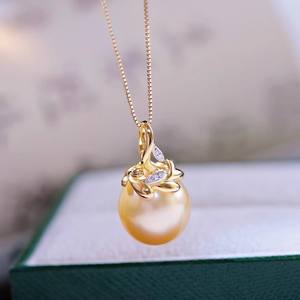 Accesorios DIY 31179, Precioso Collar con Colgante de Jade y Cuentas de Plata S925 de 10-13 mm, Base Vacía para Colgantes de Perlas Premium - Product Image 3