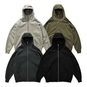 <span class=keywords><strong>Sweat</strong></span>-shirt à capuche doublé polaire pour hommes 350g masque Ninja fermeture éclair en métal gants côtelés poignets couverture de visage longue longueur <span class=keywords><strong>sweat</strong></span> à capuche d'automne solide - Product Image 2