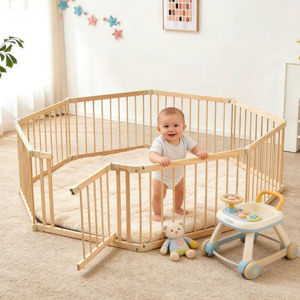 Corral de juegos para bebés de madera maciza, fácil de montar, personalizado OEM, para niños, muebles para patio de juegos - Product Image 1
