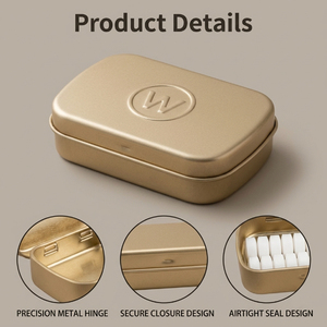 Vietnam WeWood Minimalist <b>Small</b> Mint Tin Box Hinged Metal Pocket Case Custom Logo Premium Breath Mint <b>Containers</b> - Product Image 3