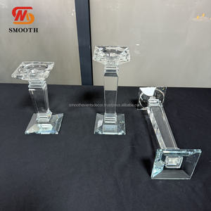 Ensemble de 3 bougeoirs en cristal, centre de table, bougeoir carré, centre de table - Product Image 2