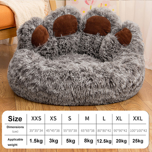 Groothandel Comfortabele En Gezellige Donut Hondenmand Met Bolster Hondenbed Kat Huisdier Sofa Schattige Beer Paw Vorm - Product Image 4
